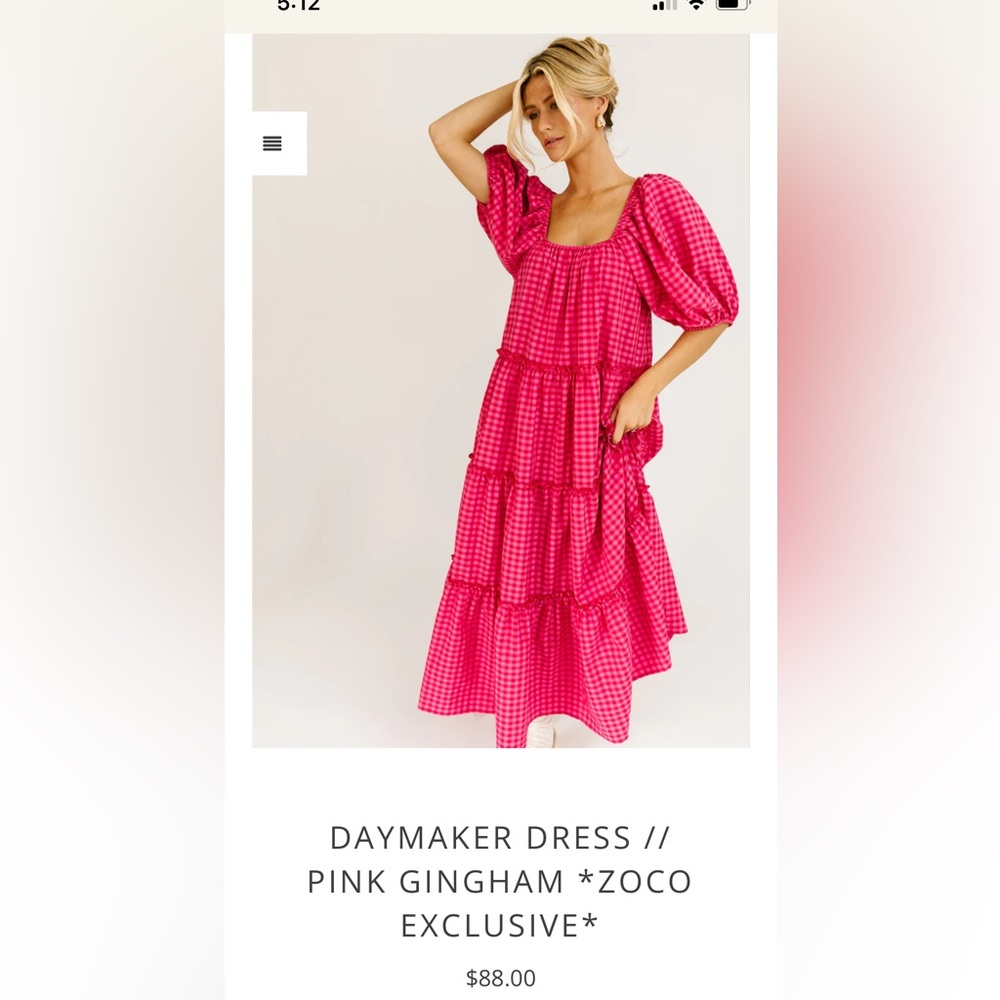 Pink Gingham Daymaker Dress